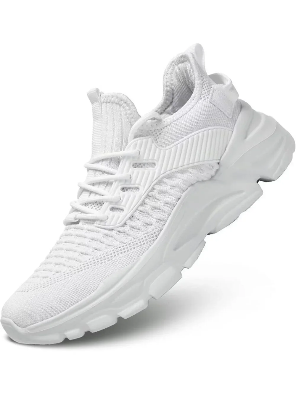 Men's White Rubber Non Slip Breathable Lightweight Fashion Athletic Sneakers